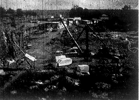 A general view of the marble quarries at Merlin Park, with the entrance to the workshops in the background.