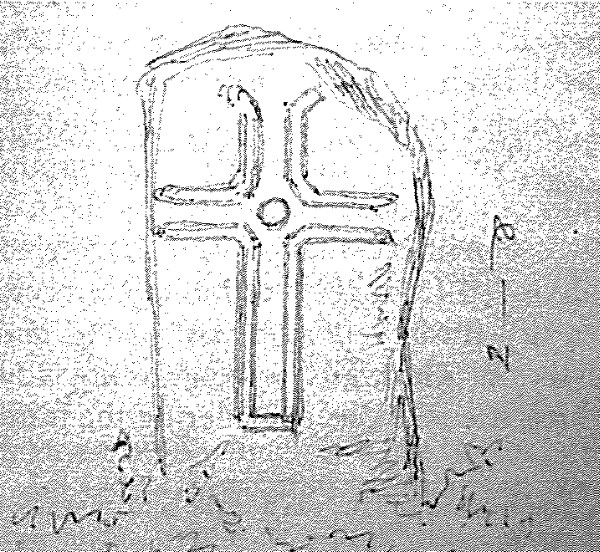 Cross-inscribed stone at St. Brecan's church.