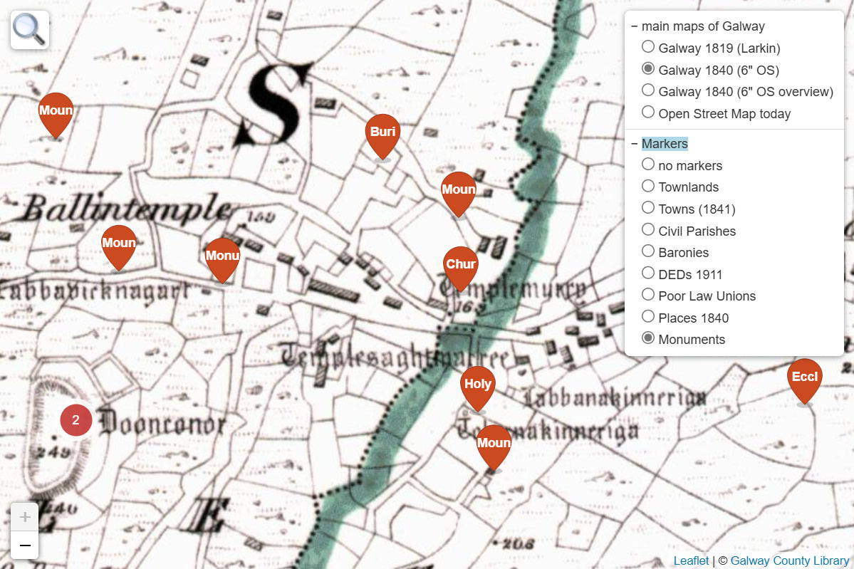 screenshot of monument markers