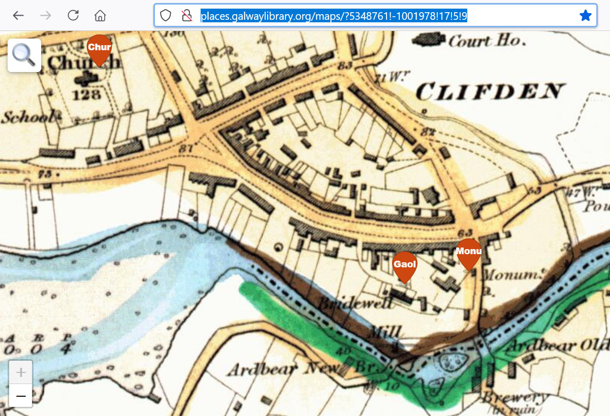 screenshot of how to copy a map display using the address bar